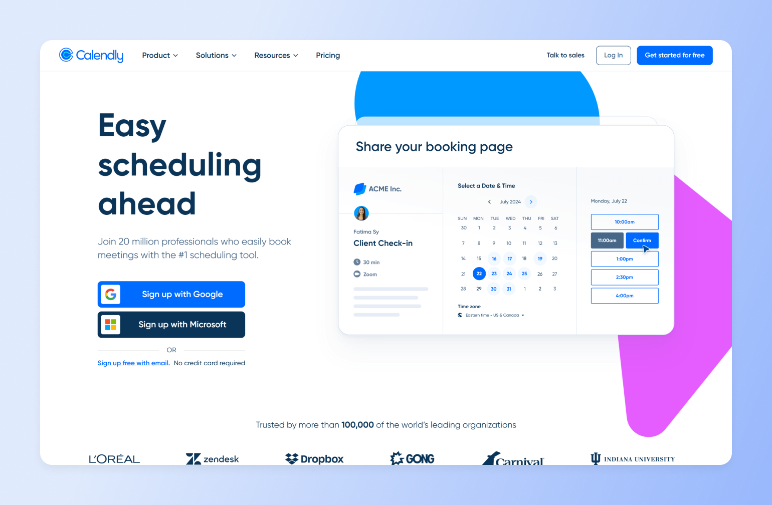 Calendly booking page showing available meeting times, an example of scheduling tools in a creator tech stack