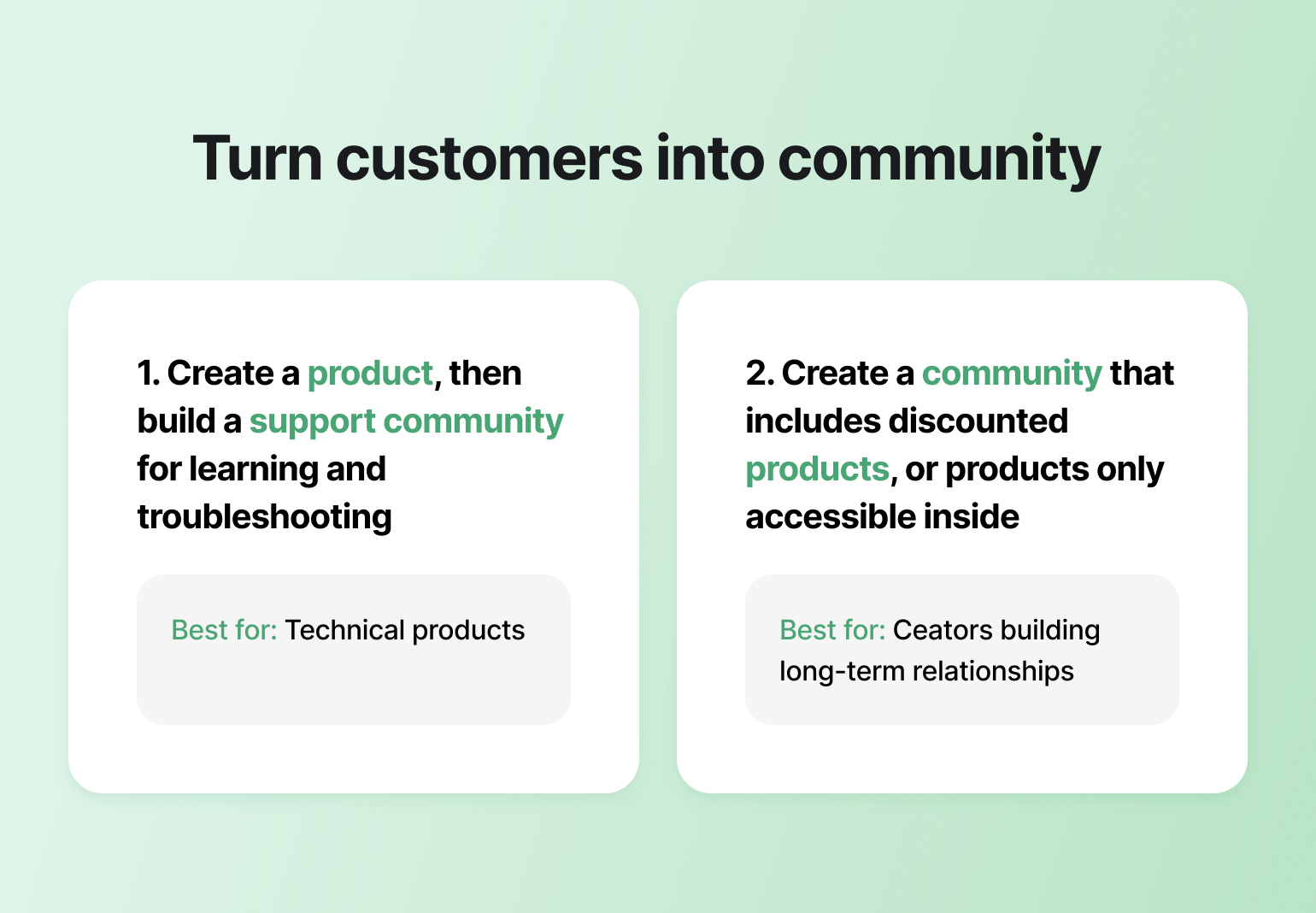 Two-step guide for building customer communities: product-first support approach and community-exclusive products strategy